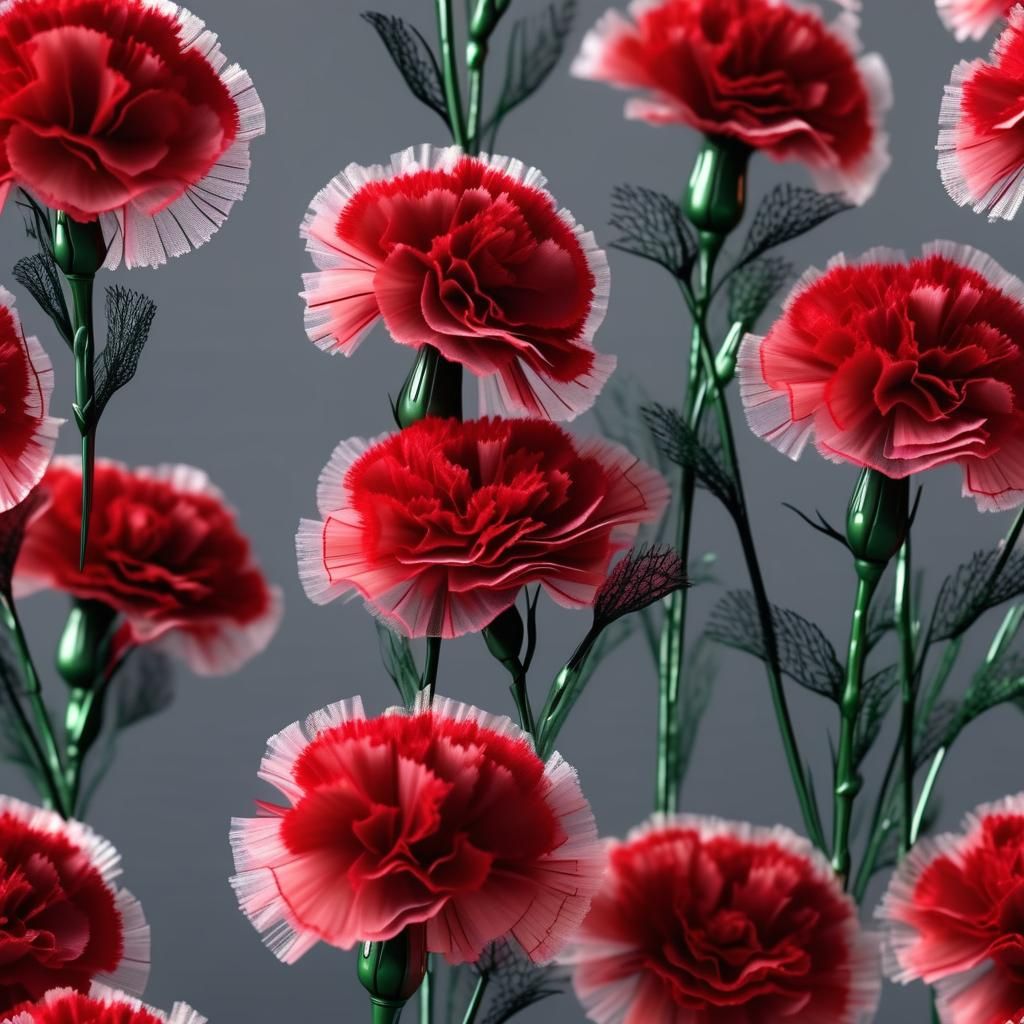 Hyper-Detailed Tulle Carnations in 8K Resolution