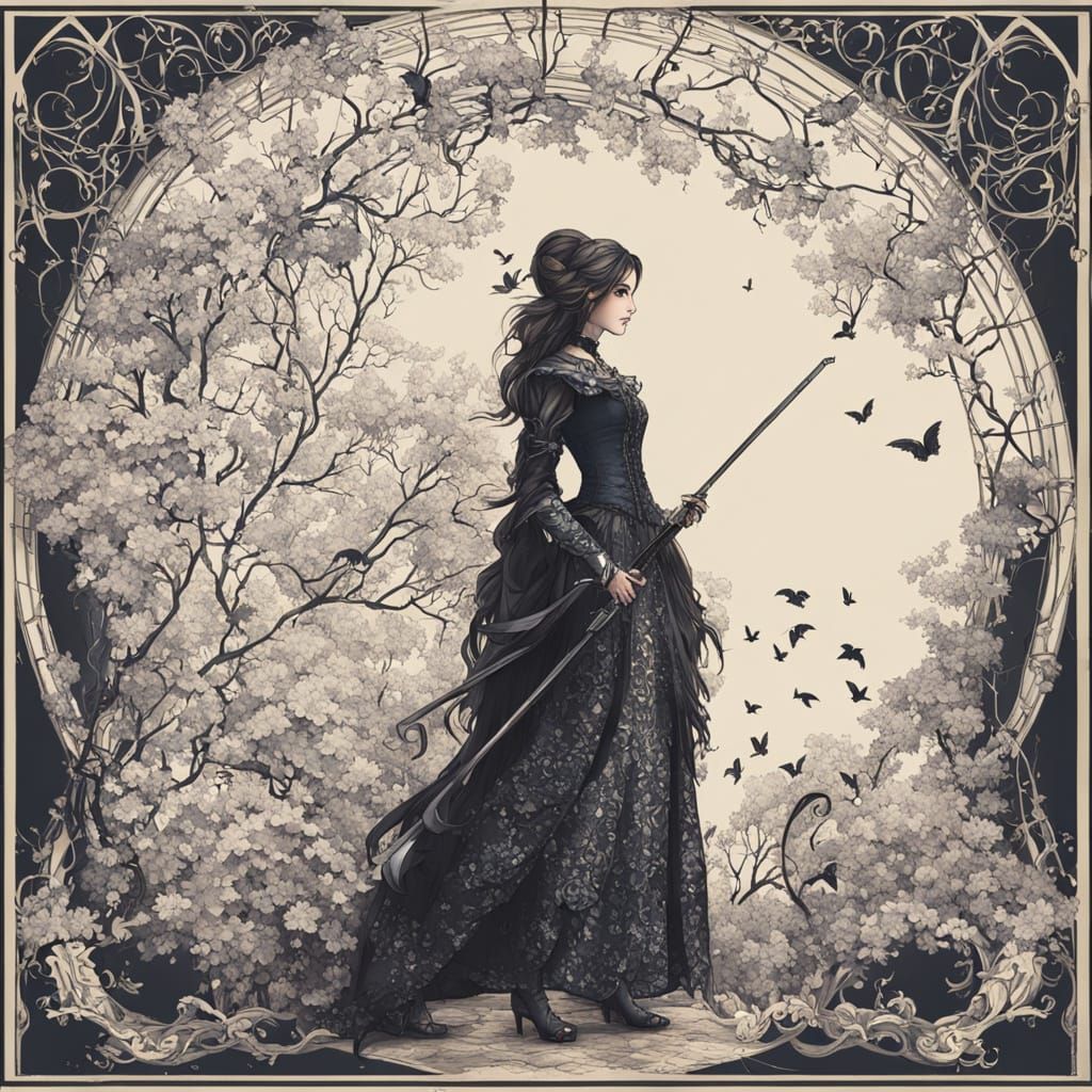 Gothic Enchantress in a Haunting, Dreamlike Realm