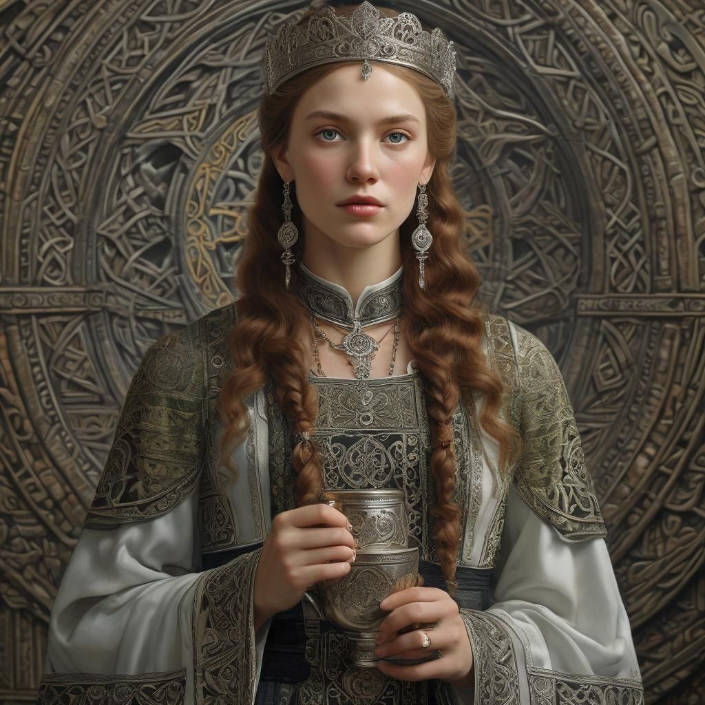 Beautiful Woman in Celtic Dress, Cinematic Lighting