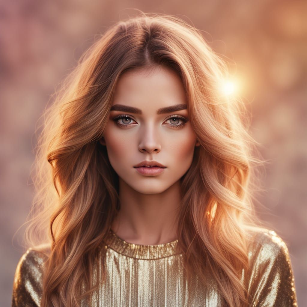 Glamorous Digital Portrait of a Young Model in High Fashion