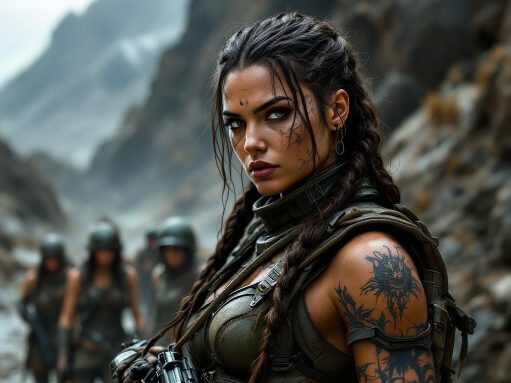 Post-Apocalyptic Amazon Warrior in Matte Painting Style