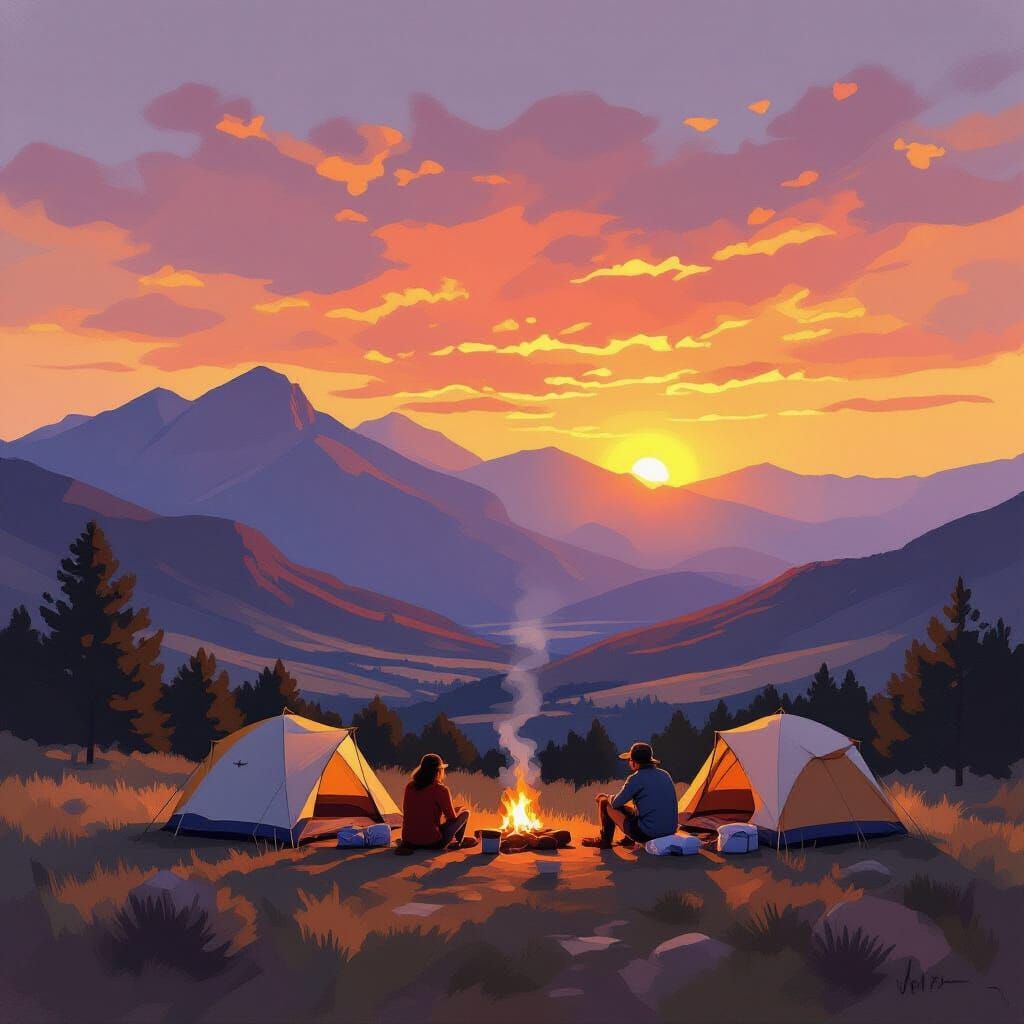Sunset Camping in the Mountains of Taos, New Mexico