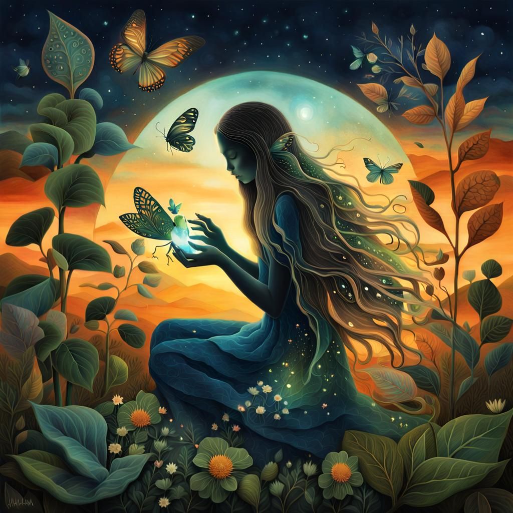 Bio Art Collage: Woman with Broken Heart