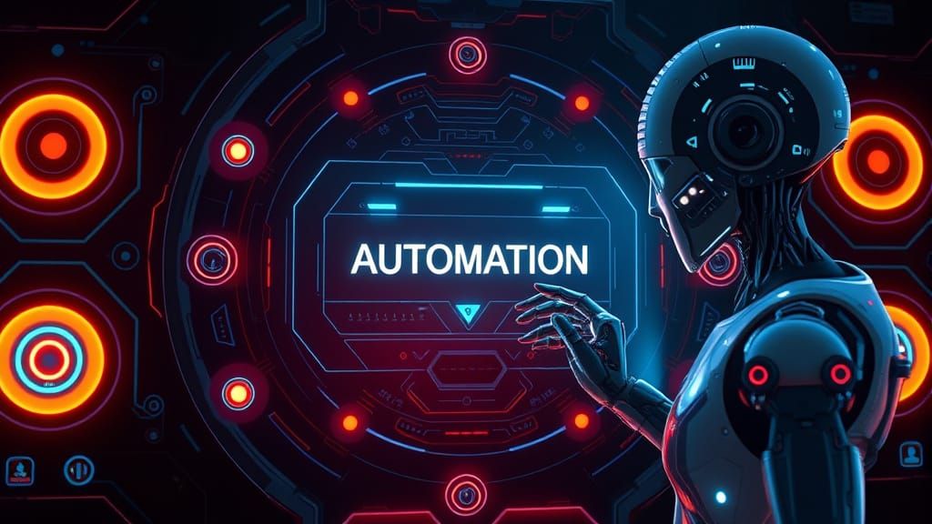 Futuristic Automation Interface with Robotic Figure