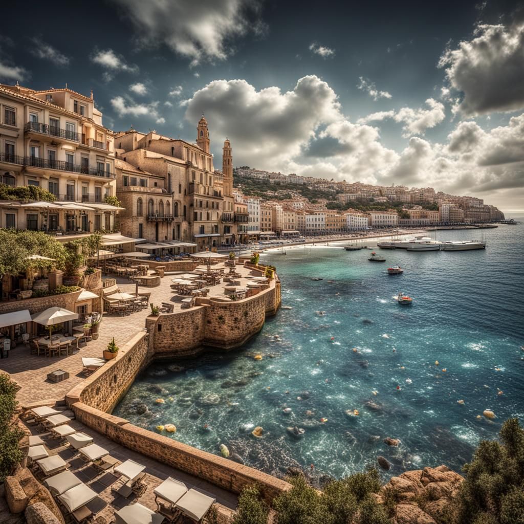 Mediterranean Vacation City in Hyperrealistic Style