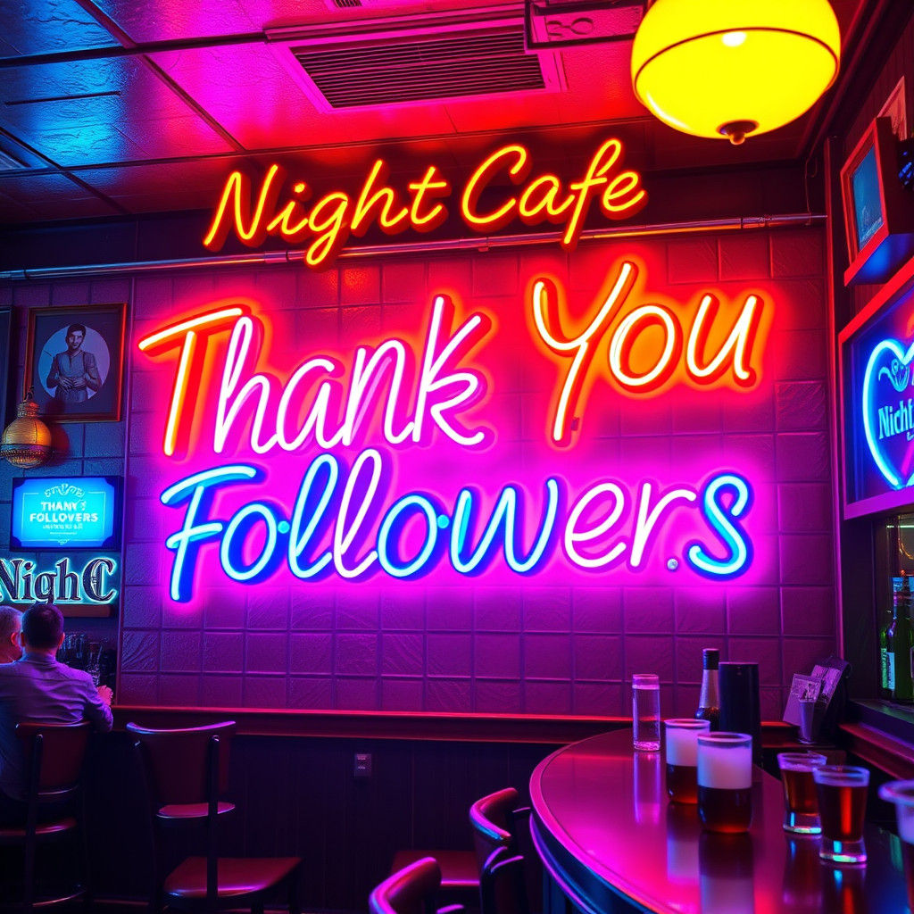 Neon Thank You Sign in Futuristic Pub Style