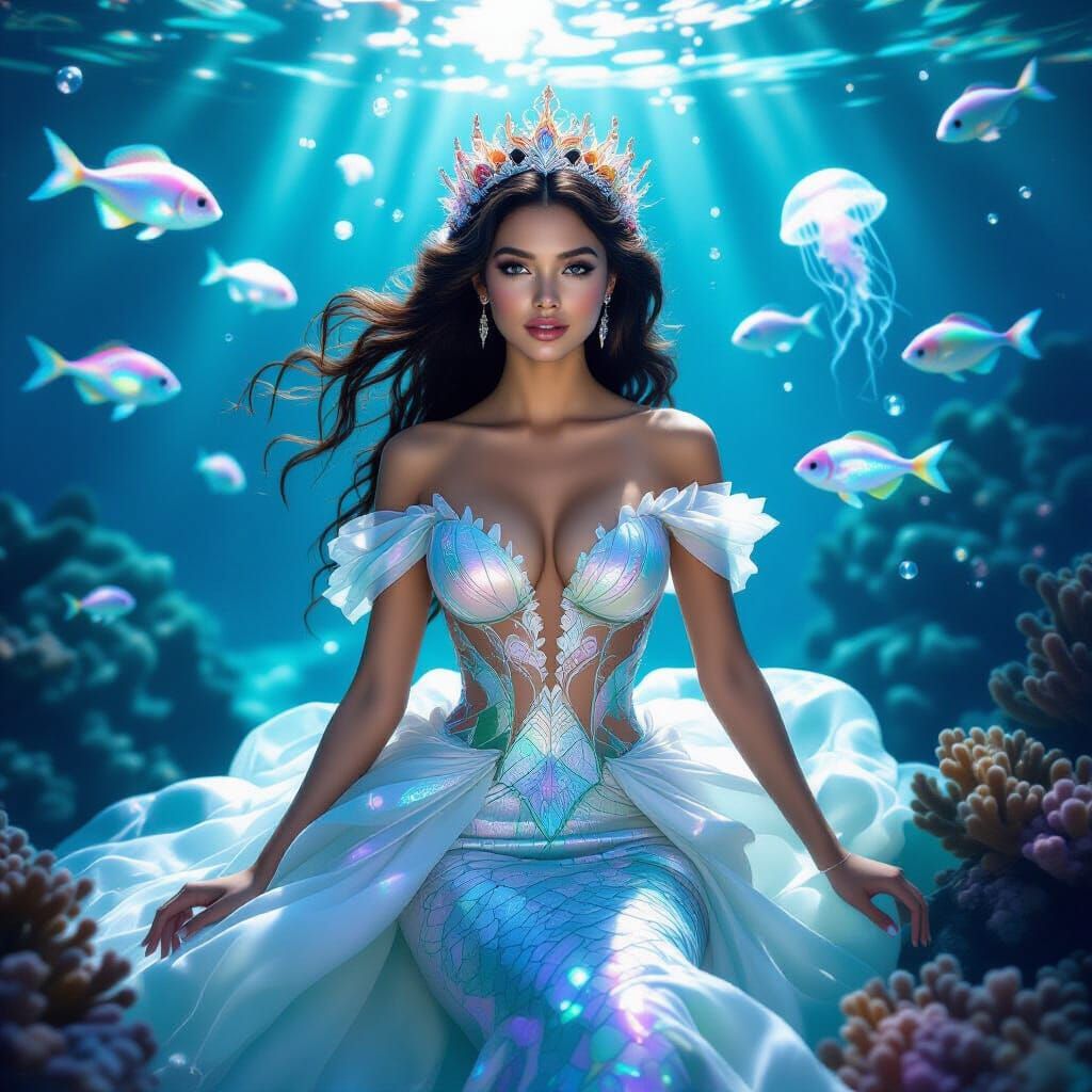 Luminous Mermaid Princess in Underwater Dreamscape