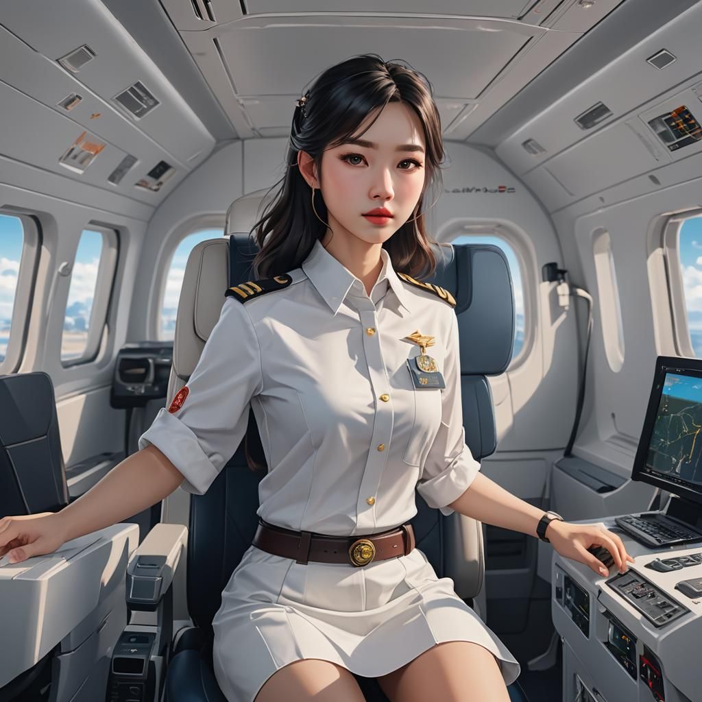 Chinese Woman Pilot in Anime Style 3D Art
