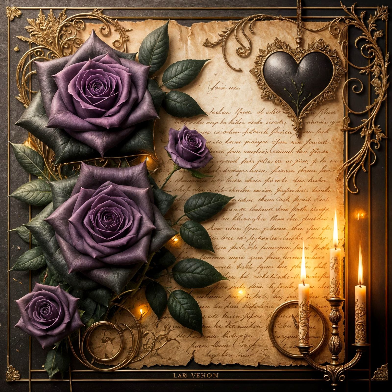 Enhanced Roses in Corner Composition