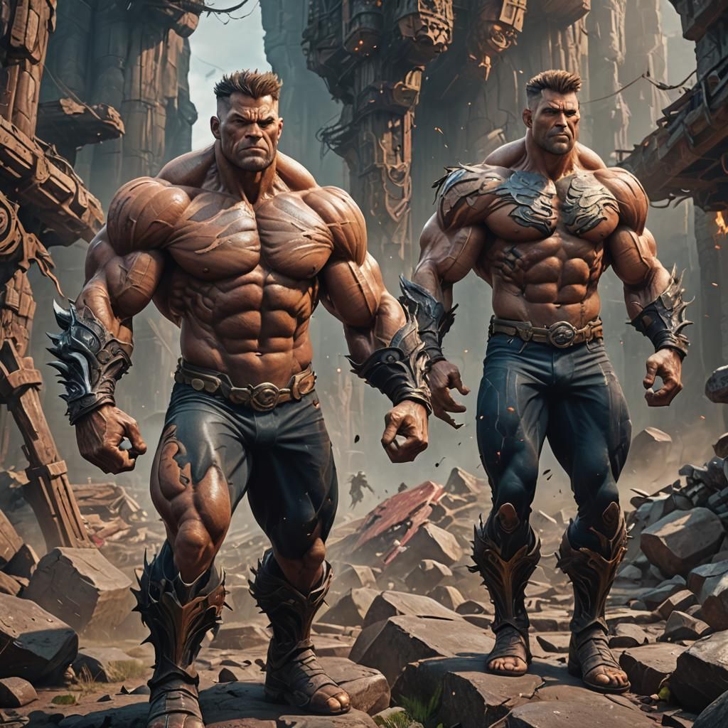 Detailed Matte Painting of a Muscle Man