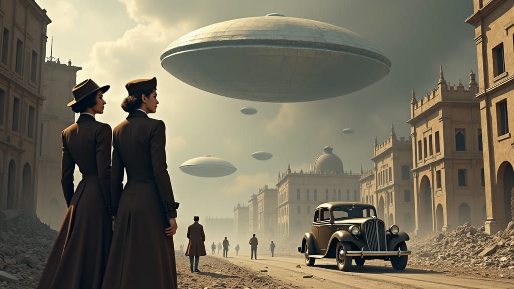 Dystopian Future Cityscape: 1940s Vision