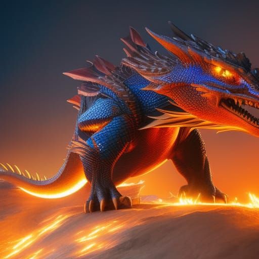Reflective Dragon in Hyperdetailed 3D Render