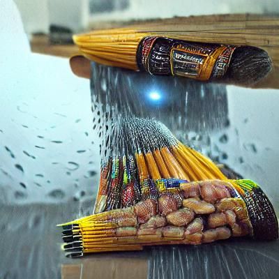 Hyperrealistic Pencils Rain in Detailed 8K Painting
