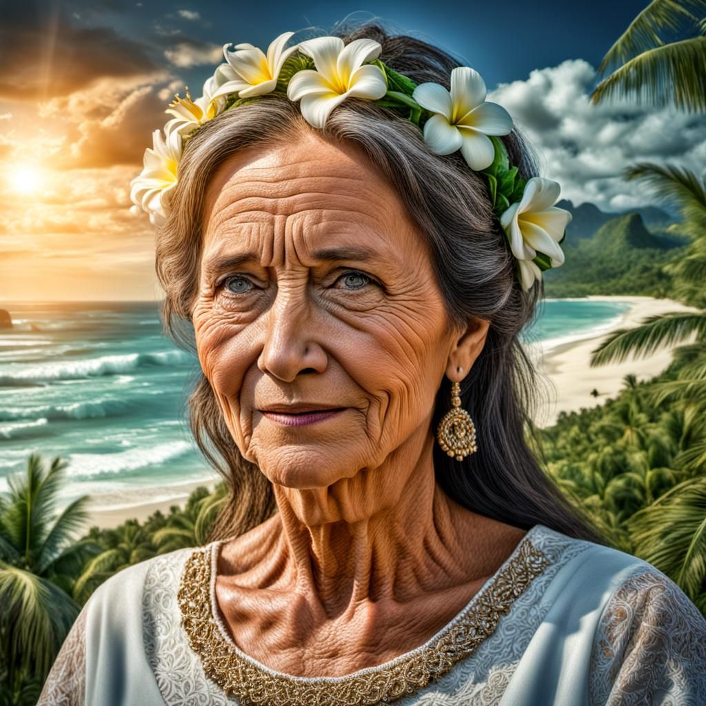 Beautiful Woman Relieved in Paradise: Hyperrealistic Image