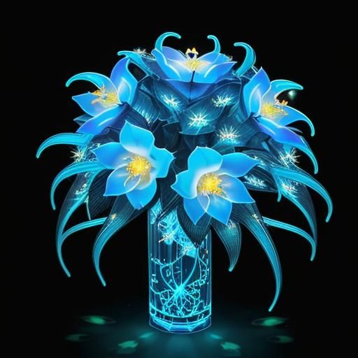 Bioluminescent Fractal Plants Under a Galactic Sky