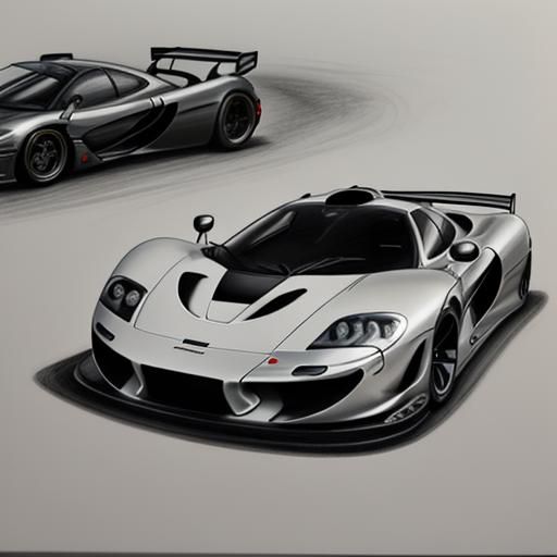 Detailed Charcoal Drawing of Mclaren F1-LM GTR