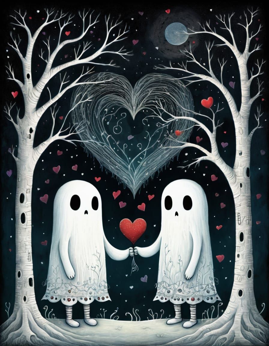 Spooky Valentine Ghosts in Love