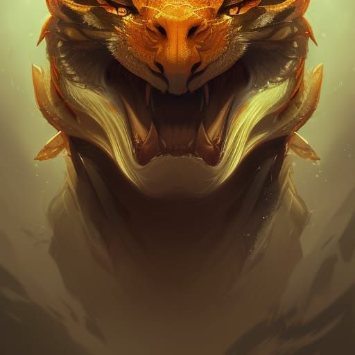 Dragon and Tiger Portrait in Hyperdetailed Style