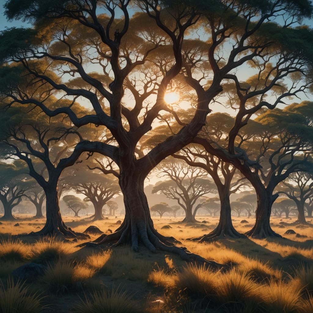 Savannah Acacia Trees: Digital Matte Painting