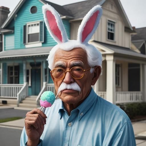 Surreal Bunny Mask Photo in Candy Land