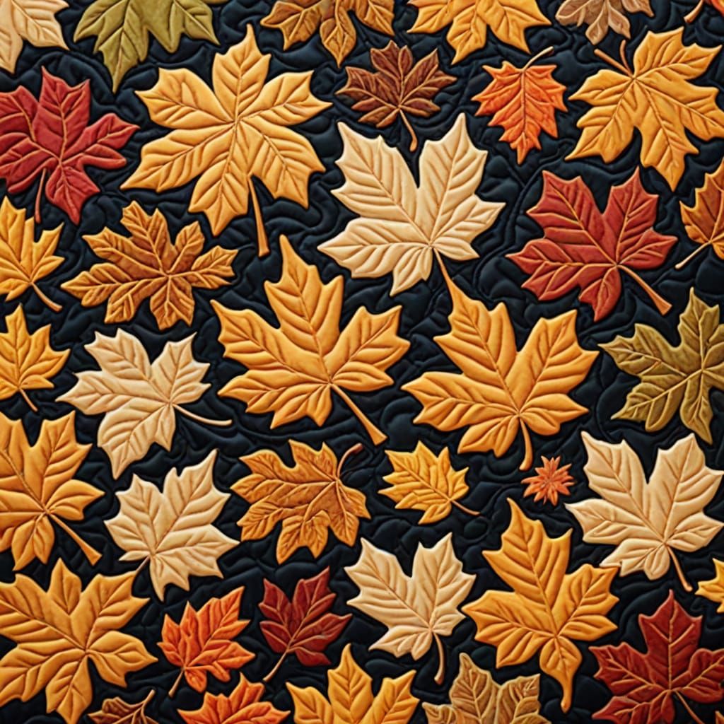 Hyperrealistic Autumn Quilt Art in Boston Style