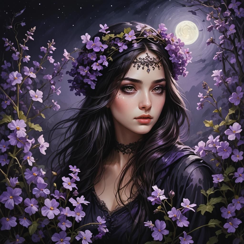 Enchanting Brunette Thief with Violet Eyes in Medieval Style