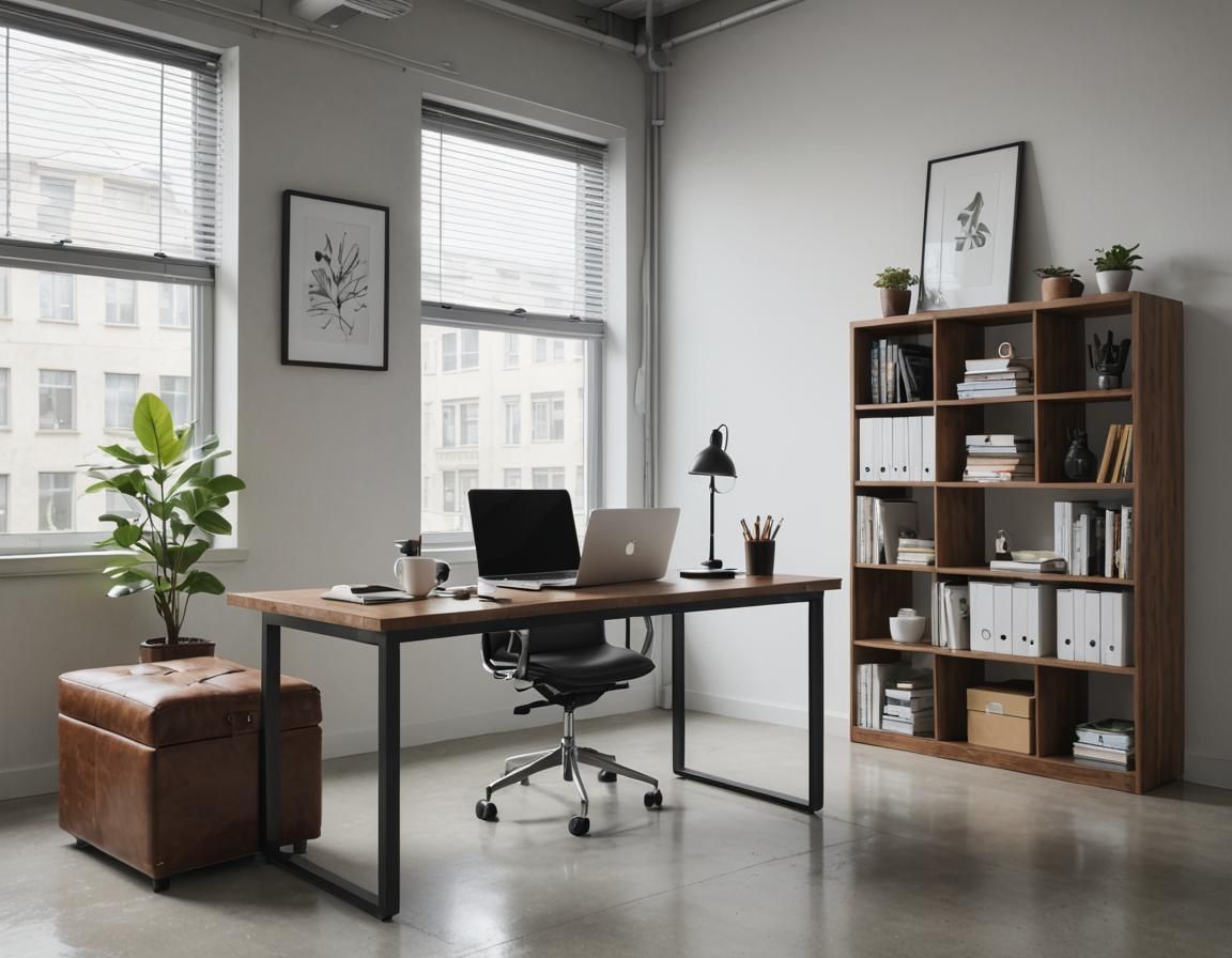 Modern Office with Laptop and Coffee