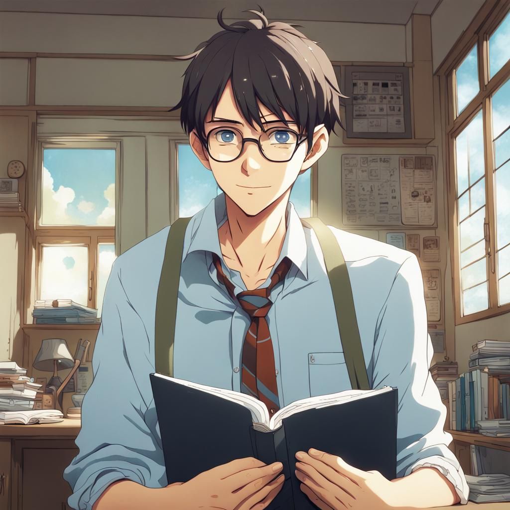 Anime-Style Portrait of a Young Mathematician