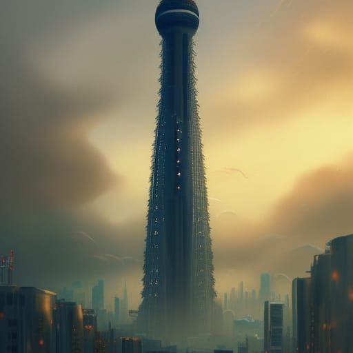 Tokyo Skytree Dark Fantasy Concept Art