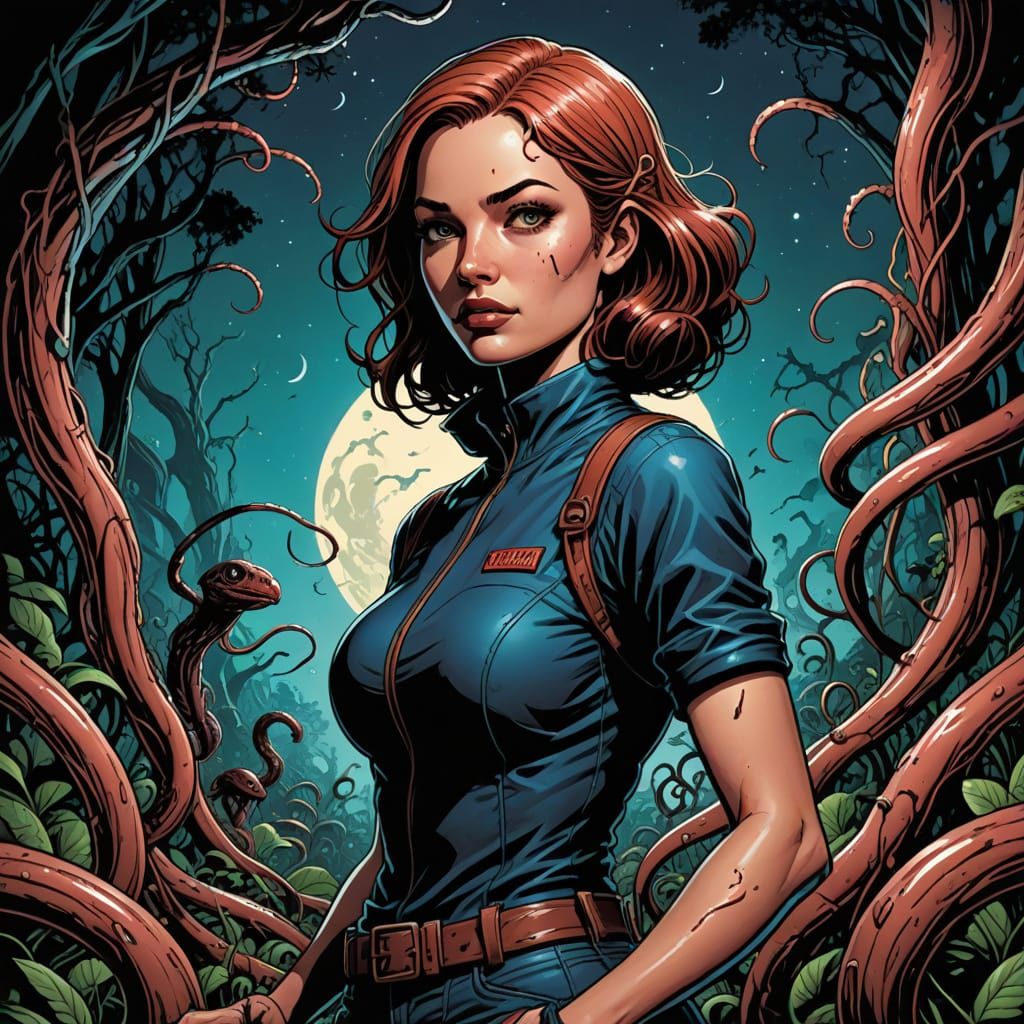Earthworm Girl in Comic Book Style