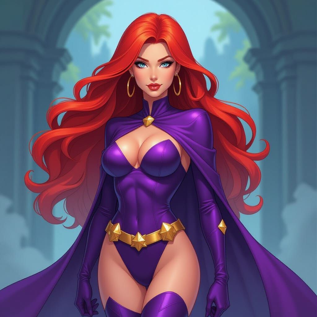Starfire: DC Superheroine in Comic Book Art Style