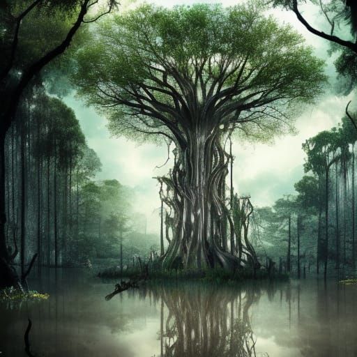 Shattering Giant Glass Swamp Tree