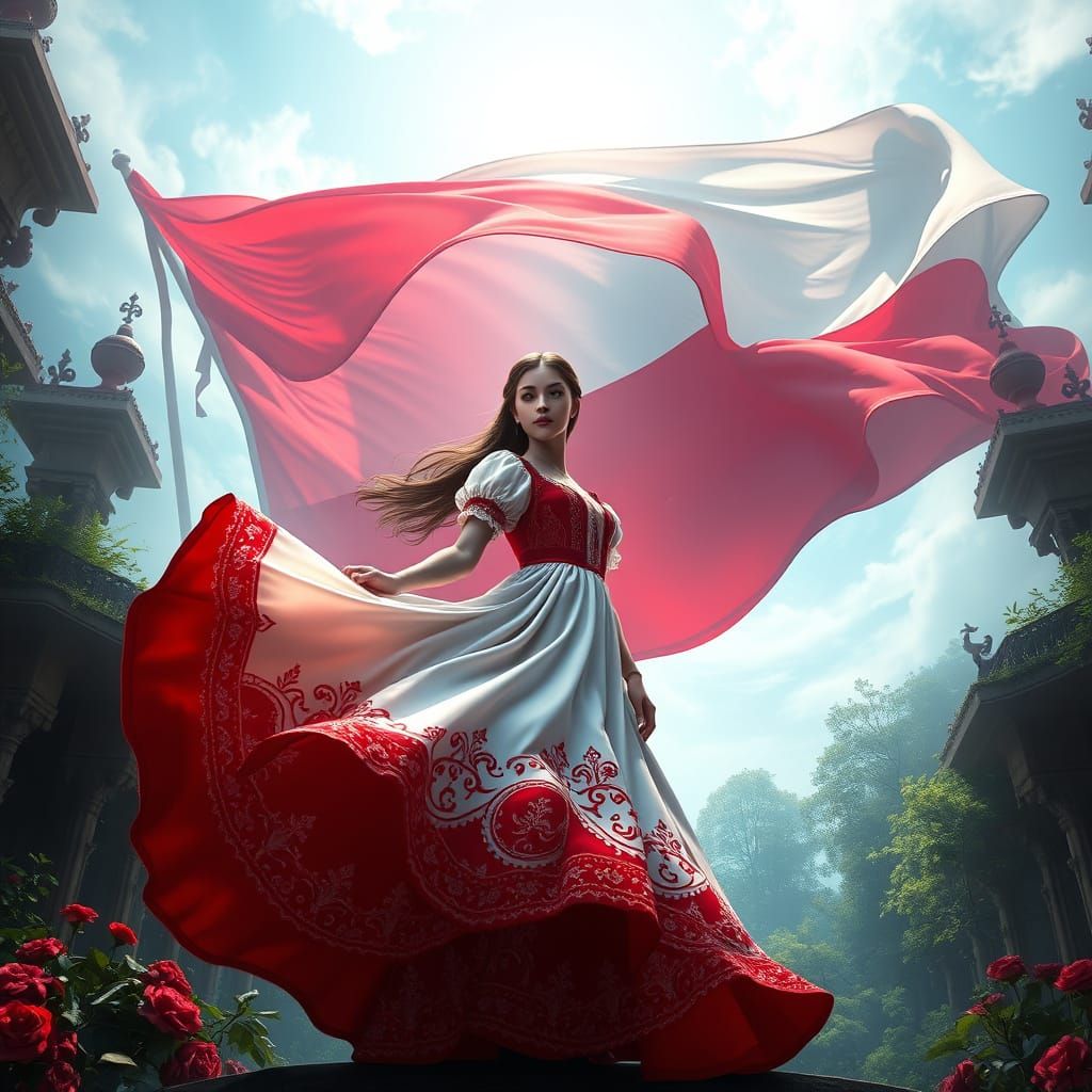 Polish Fantasy Woman Amidst Majestic Landscapes