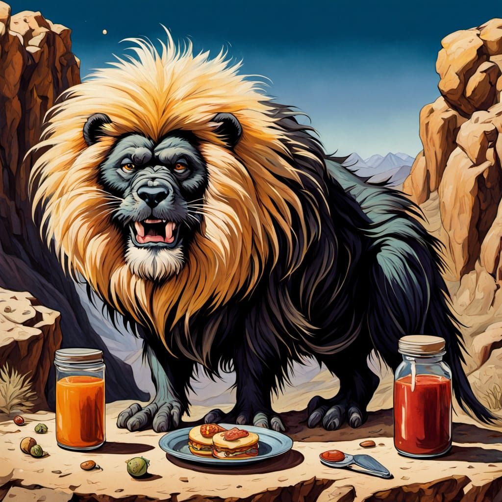 Goofy Microbes Picnic in Petri Dish Gouache Painting