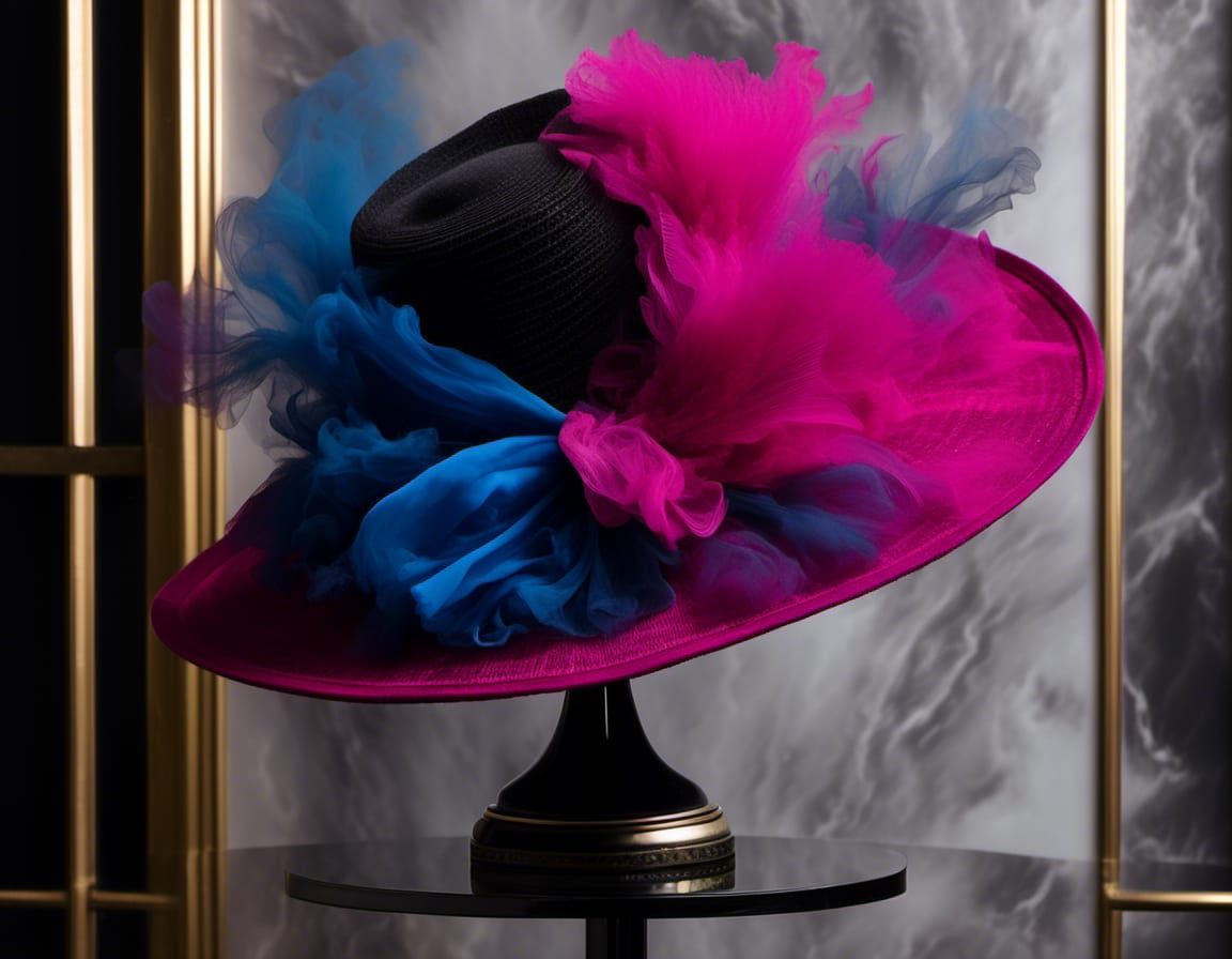 Designer Hat of Colored Smoke in Glamorous Closet