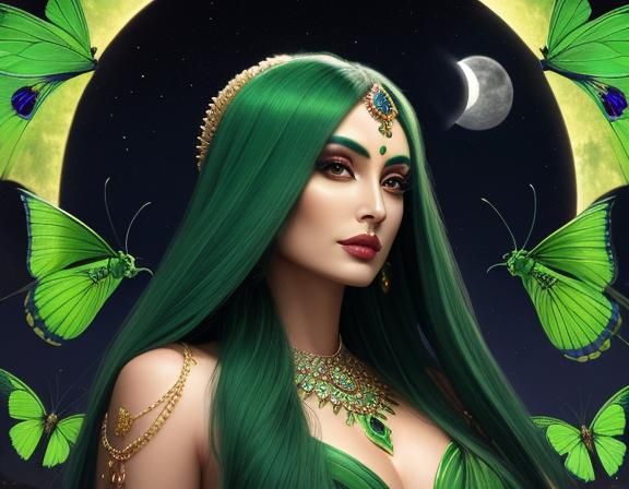 Ethereal Moon Goddess with Moth Wings