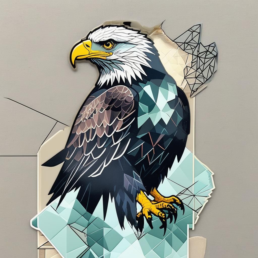 Geometric Eagle Screen Print Patch Design