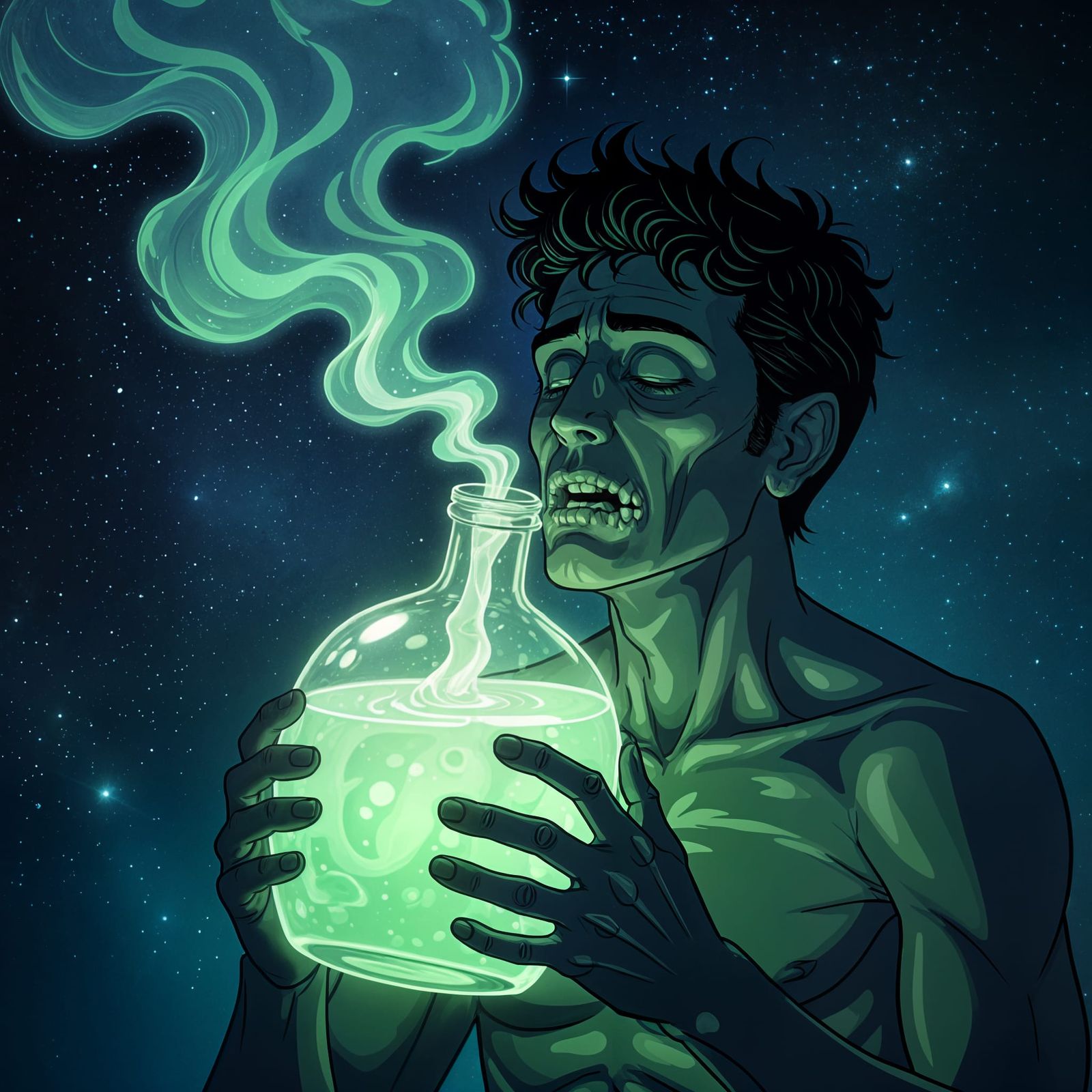 Human Transforms into Ghoul After Drinking Smoking Green Pot...