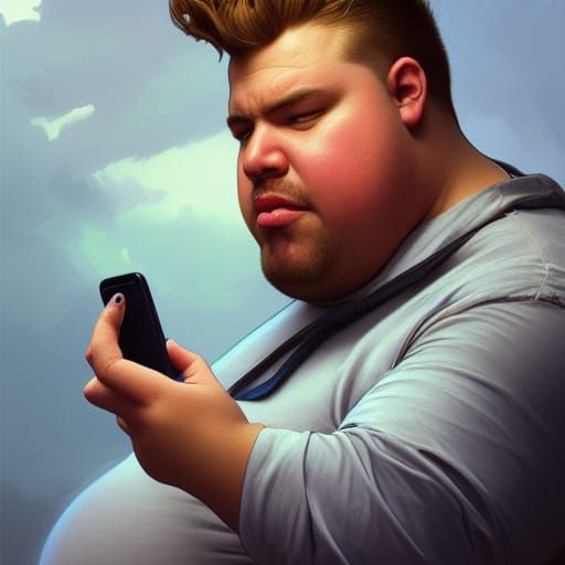 Blond Boy Portrait with Phone, Hyperdetailed Digital Art