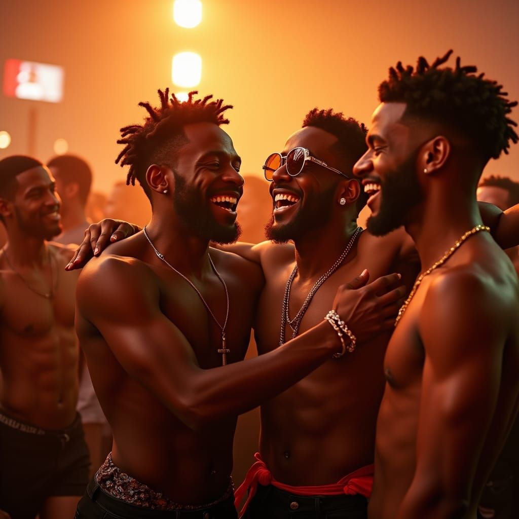 Joyful Embrace: High-Resolution Portrait of Black Men