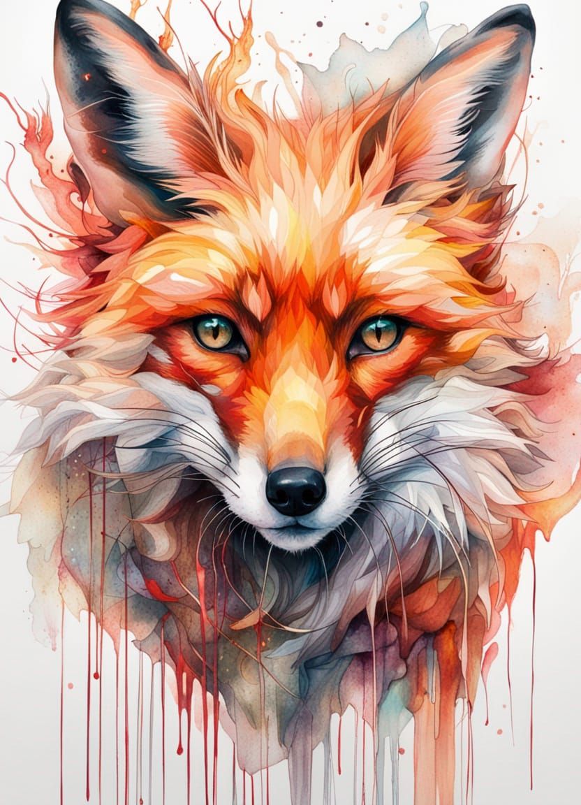 Dreamlike Fiery Fox Digital Illustration in 8K