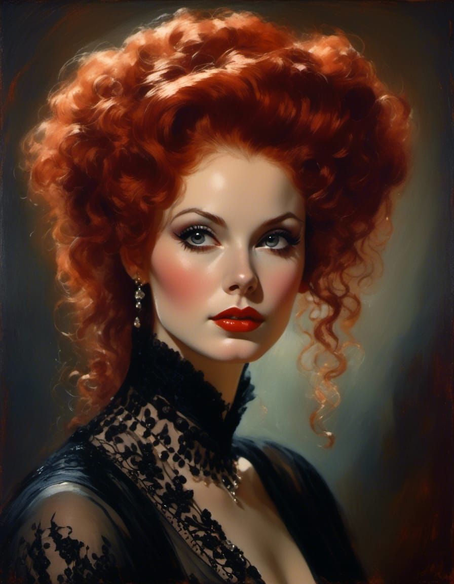 1960s Vampiress Portrait with Red Hair