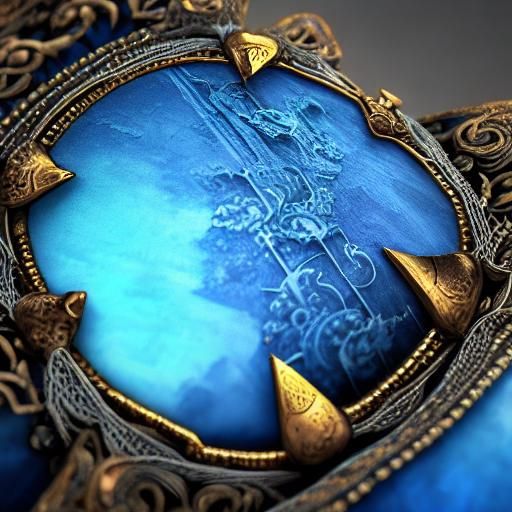 Elegant Blue Quartz Cuff with Lace Detail