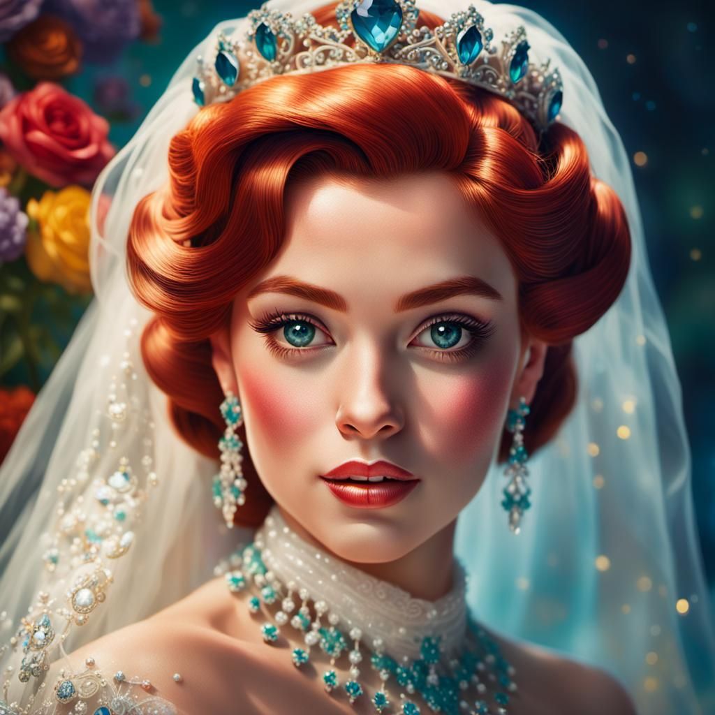 Princess Ariel as Bride, Gil Elvgren Style