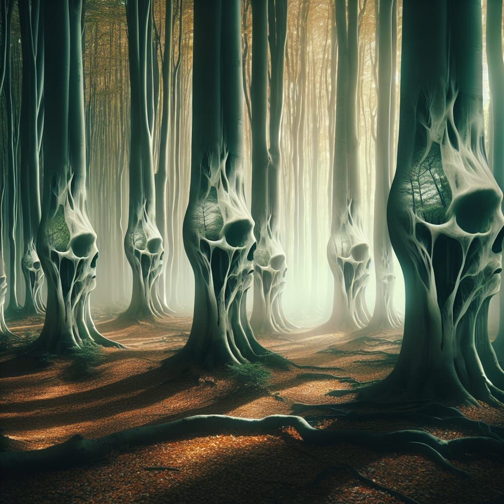 Eerie Skull Forest with Autumnal Mindscape