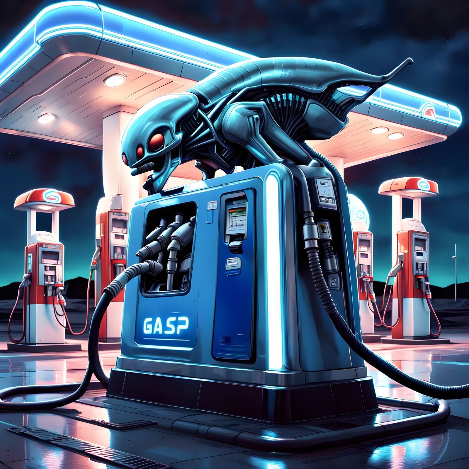 Otherworldly Alien Gas Station