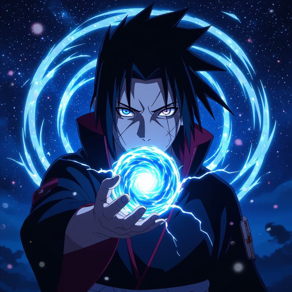 Itachi Uchiha Anime Style With Electric Chidori