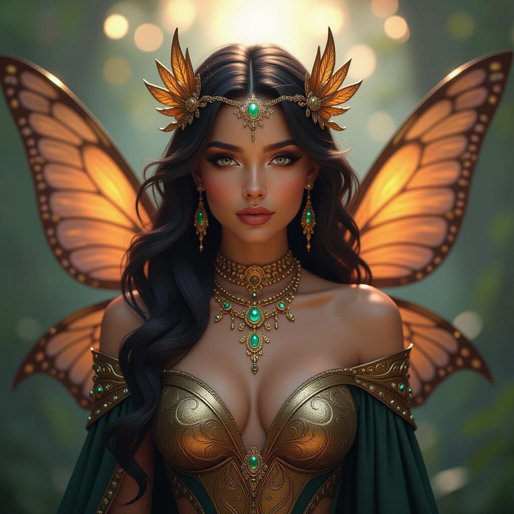 Black Woman Fairy Portrait in Dark Fantasy Art Style