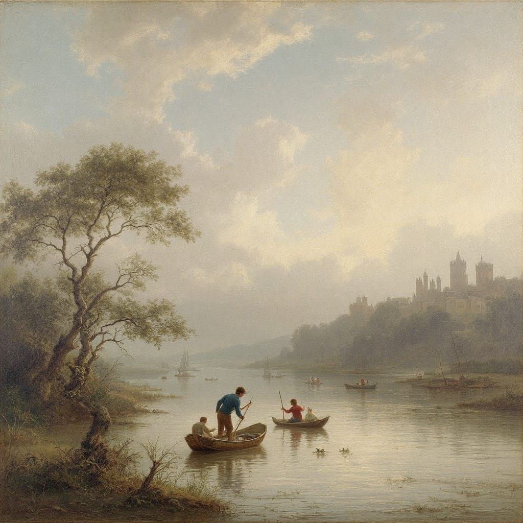 Riverbank Reflections in Serene Landscape