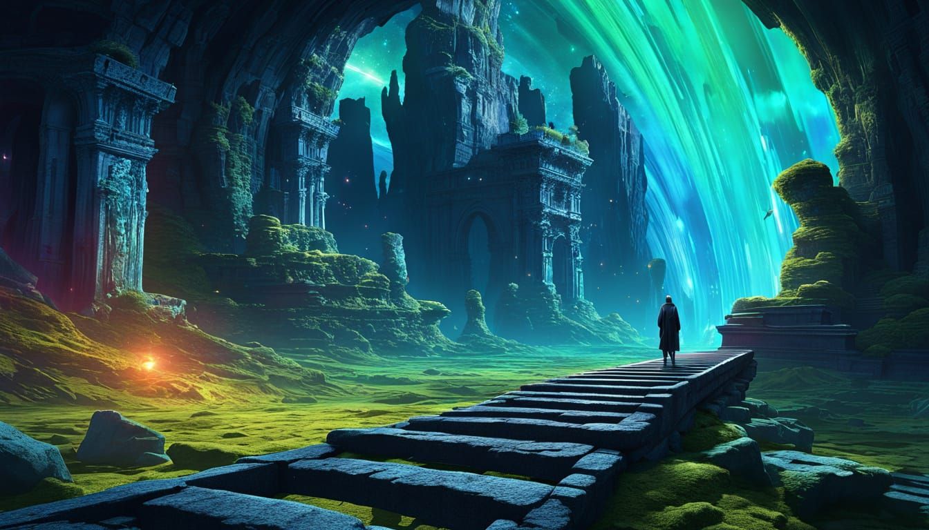 Spectral Train Hurtles Through Dreamlike Landscape